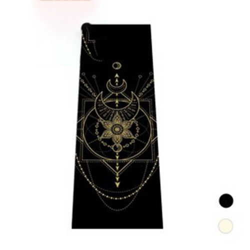 Sacred Yogamat Extra Dik Zwart met Gouden print - 6mm